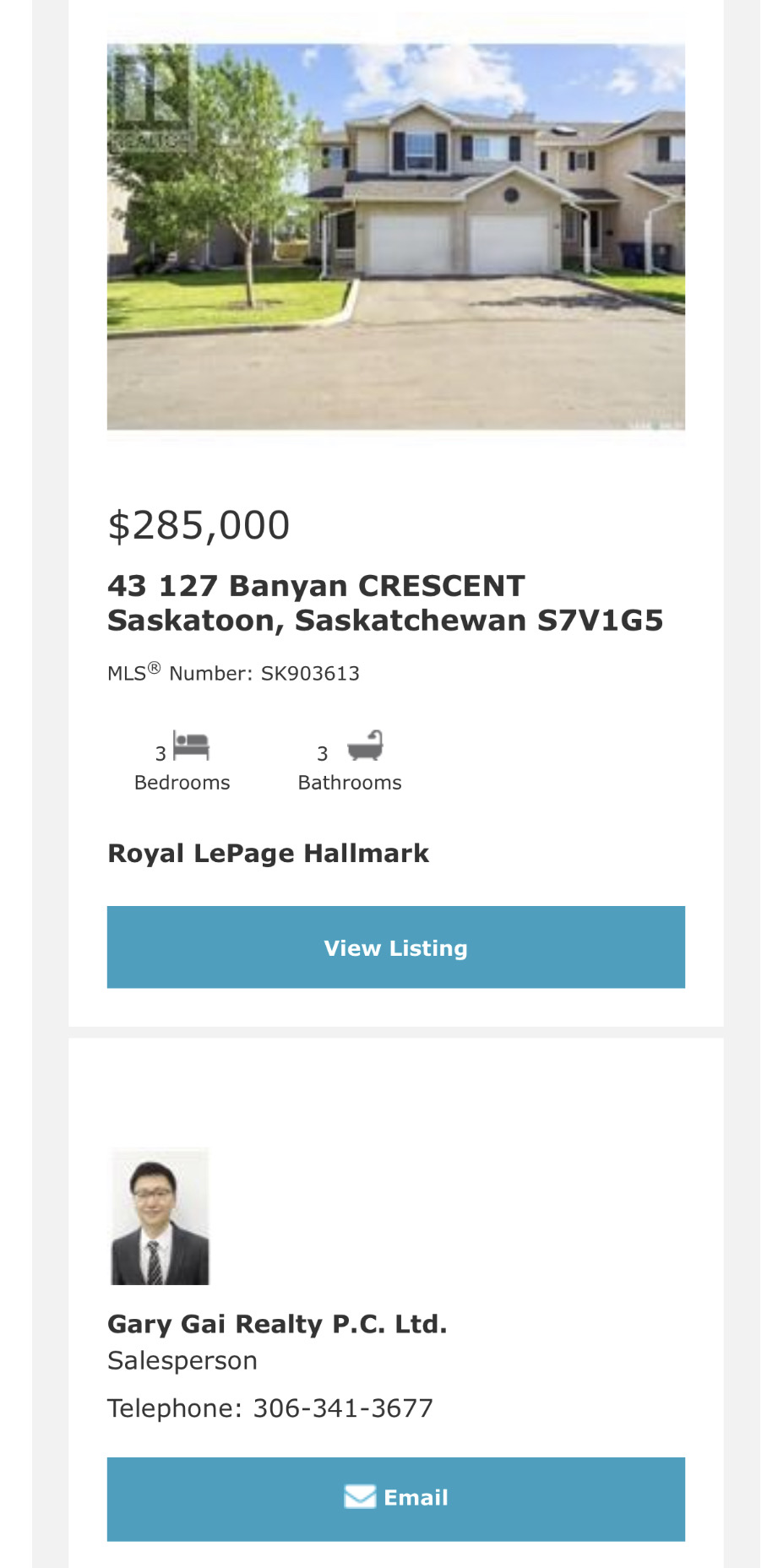 Briarwood小区私密联排出售3房3卫，安静边户多窗户采光好，安静私密绿地，背面没有邻居。二楼三个大尺寸房间，地下室装修有1超大多功能厅外加洗手间，保养如新，实木地板，升级橱柜，天然气壁炉，天窗，中央冷气等。挂牌价格 $285000。详情联系地产经纪Gary Gai 盖王睿  - 3