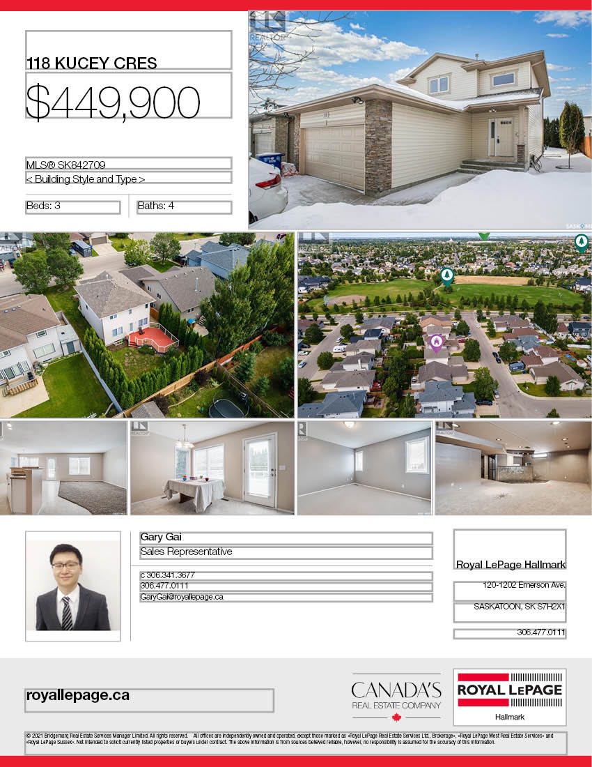 Arbor Ceek小区2001年建 1677尺 3房4卫独立屋出售，近公园，附近购物，高中。一楼开放式厨房餐厅客厅；二楼3房两卫，主卧带洗手间，地下室装修有一大厅一卫；双车库，设备：新风系统。 新换瓦片。挂牌价格：$449900。详情联系地产经纪Gary Gai