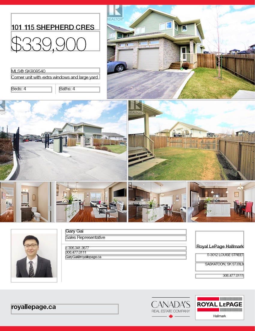 Willowgrove小区4室4卫联排出售，步行到小学高中商圈，安静边户多额外窗户，加大独立院子，连房子车库外加双车位。高档装修高顶理石台面，二楼两个超大卧室各带独立洗手间。地下室装修有2室一厅一卫。有意联系地产经纪盖王睿Gary Gai 3063413677微信gary3677