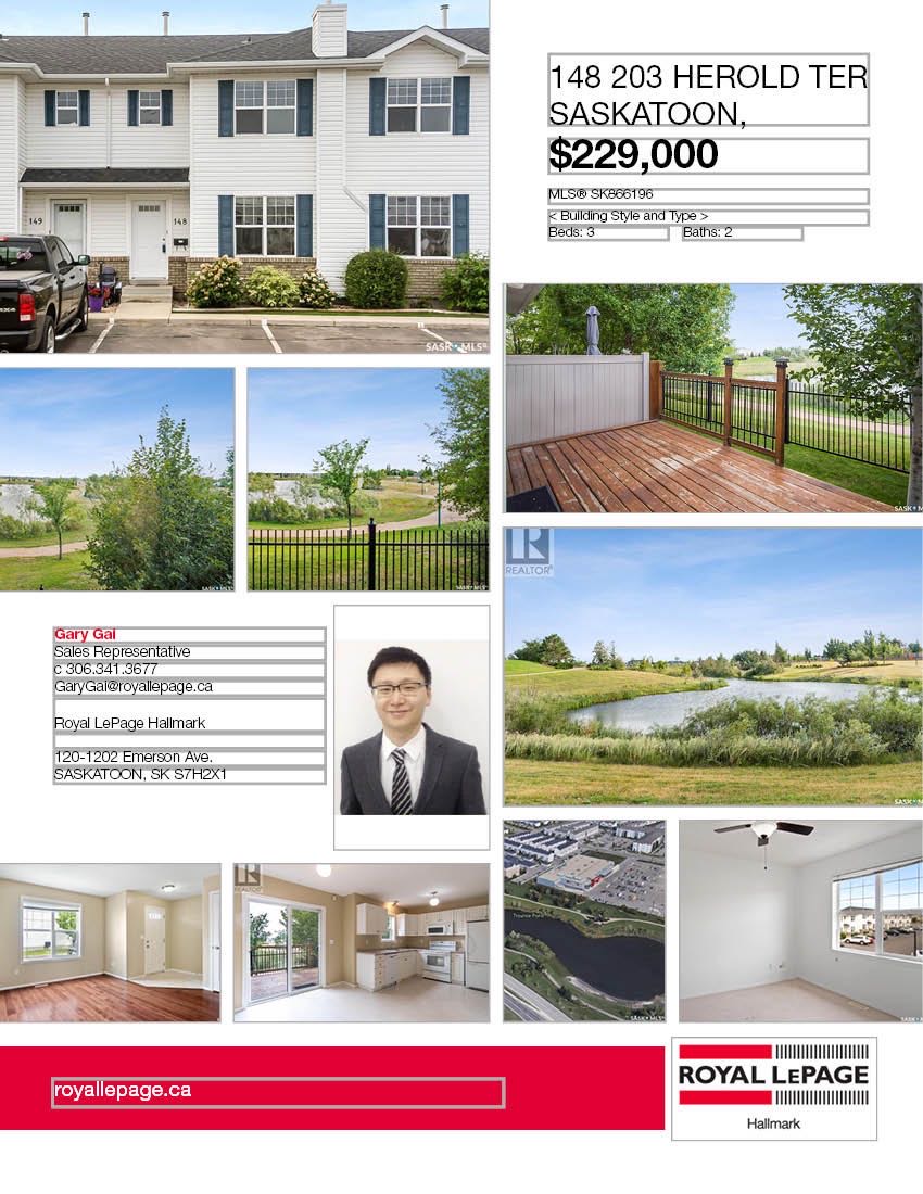 Lakewood小区2003年建3室2卫联排，背靠公园和湖景优美 ，私密大露台，实木地板，有空调。可以步行至附近商业购物方便，近小学。全新刷漆，保养状况好，带两个停车位。地下室未装修。开价$229000。 有意请联系地产经纪Gary Gai 3063413677 微信：gar