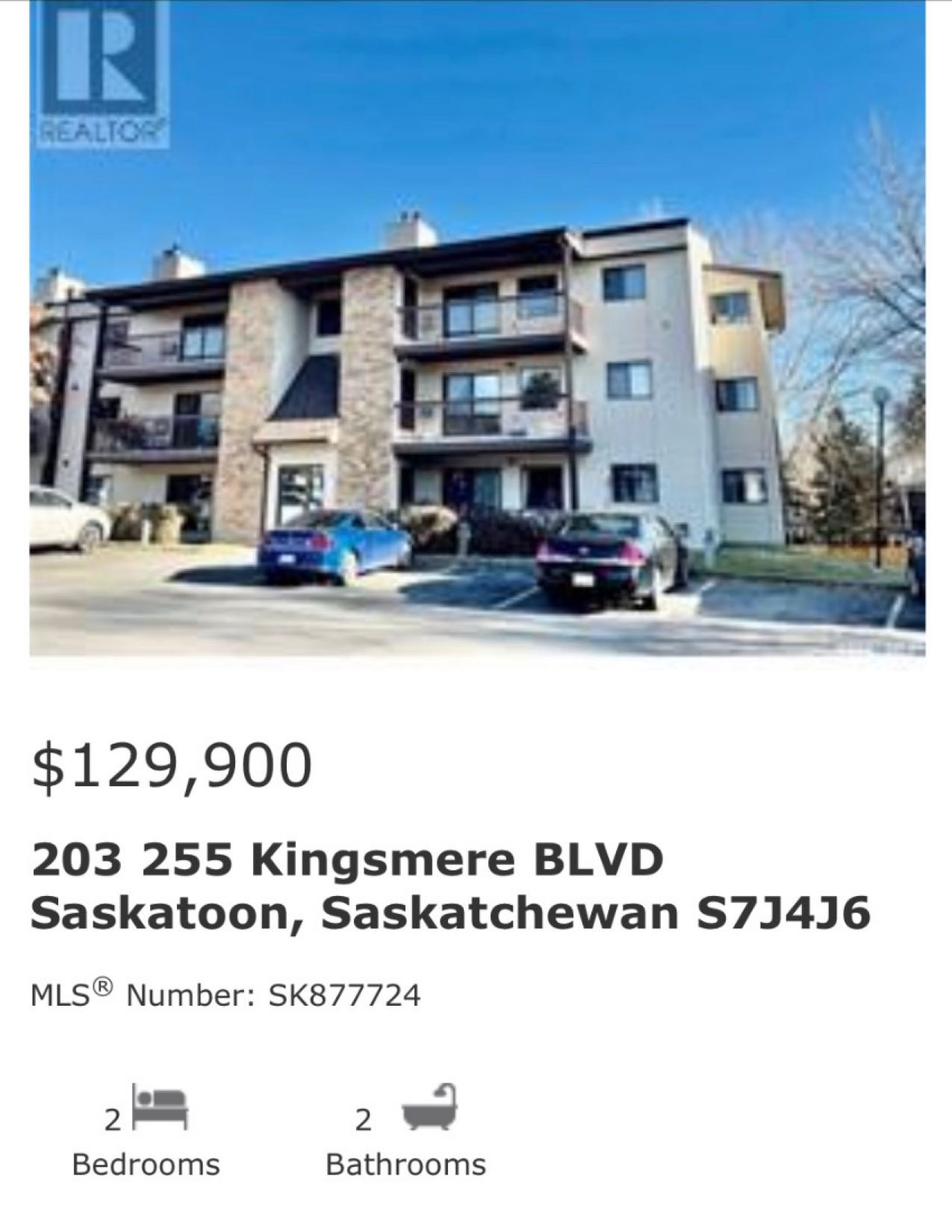 Lakeview小区2室2卫公寓出售，带独立洗衣，主卧带独立洗手间，阳台带储物间，好彩光，交通便利。客厅复合木地板，近期全新刷漆，升级洗手间。房屋状况好。挂牌价格：$129900。详情请联系地产经纪Gary Gai 盖王睿 3063413677 微信：gary3677 网站：ga - 3