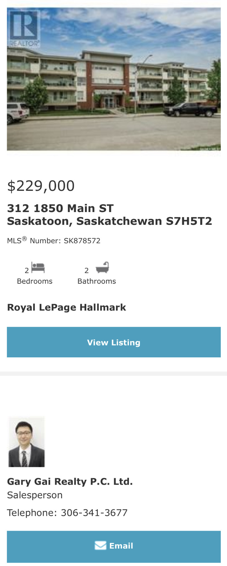 河东中心位置Main st，2003年建 超过1000 尺顶楼2室2卫公寓出售。近8街，大学等一切设施。安静高档公寓楼带电梯地下停车位。开放式设计，大窗户，采光好，带洗衣烘干设施，独立朝东大阳台和地下储物间。房屋状况好。挂牌价格 $229000。详情联系地产经纪Gary Gai - 3