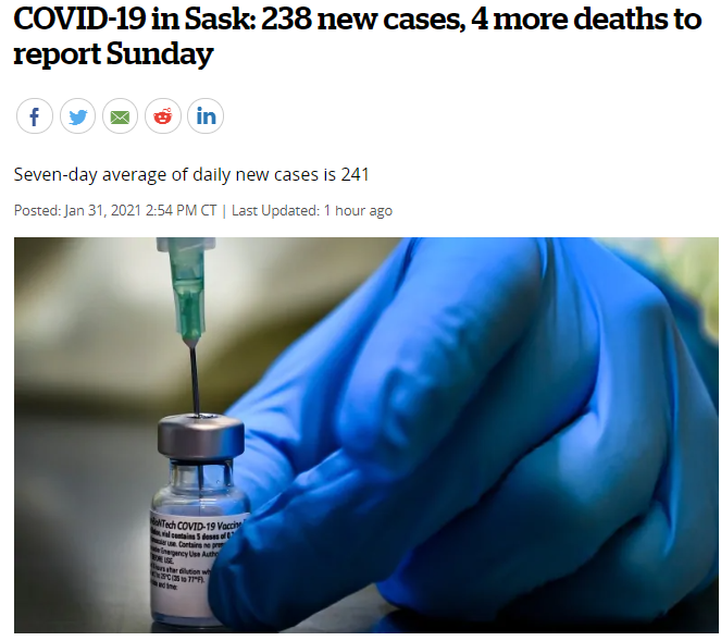 今日周日萨省冠状病毒:新增238例，4例死亡！里贾纳，萨斯卡通的逾期租金有所增加！