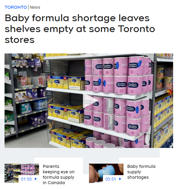 货架都空了！多伦多婴儿奶粉出现短缺！至少几周后才能有改善
