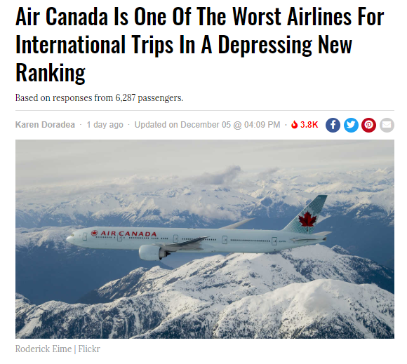 ​加拿大航空从最好变最烂！中国这家大型航空公司更差...