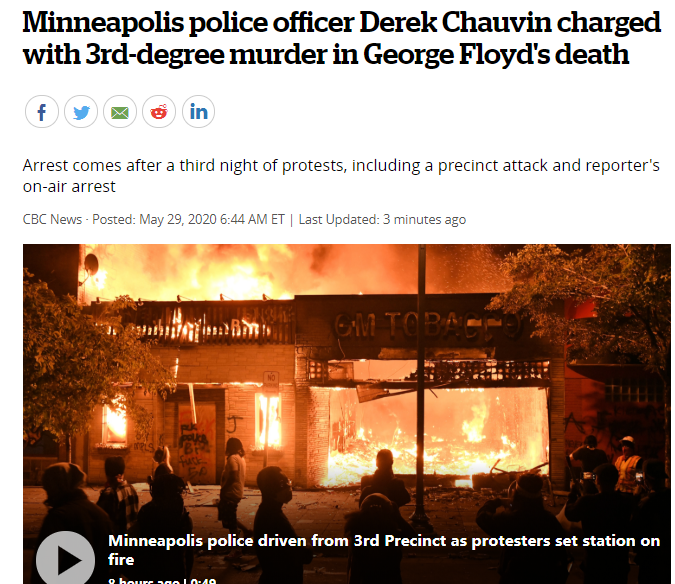 美国Minneapolis抗议乔治·弗洛伊德之死，警察 Derek Chauvin被控三级谋杀罪，CNN记者在直播中被捕！!