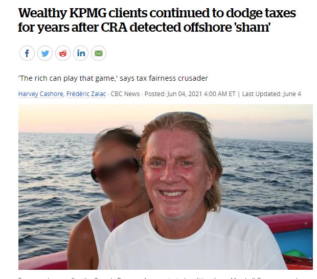 在CRA发现离岸“骗局”后，KPMG毕马威的富有客户继续逃税多年!