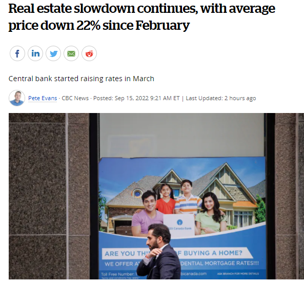 房地产市场持续放缓，平均价格自2月份以来下跌了22%！