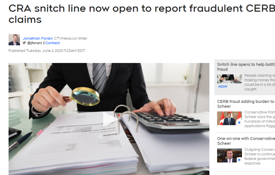 CRA举报热线现已开通，追查CERB福利冒领！