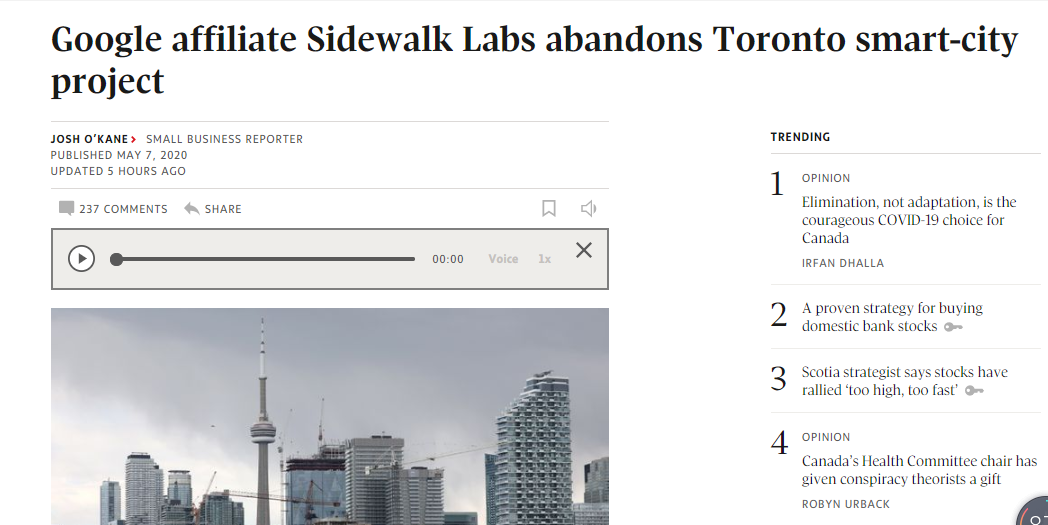 彻底凉了！谷歌退出多伦多湖滨项目！Aldo申请破产！4万餐馆难重开！