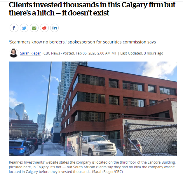 投资者在这家位于卡尔加里的公司投资了数千美元，不知去向！