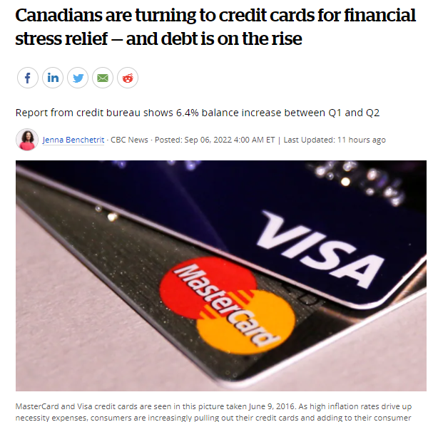 加拿大人负债累累！只能透支信用卡额度来缓解压力！人均欠债​$2万