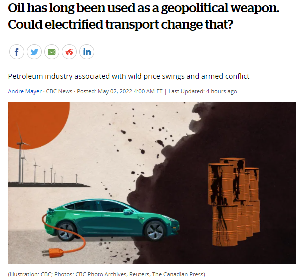 石油长期以来一直被用作地缘政治武器。电气化交通能改变这一点吗?