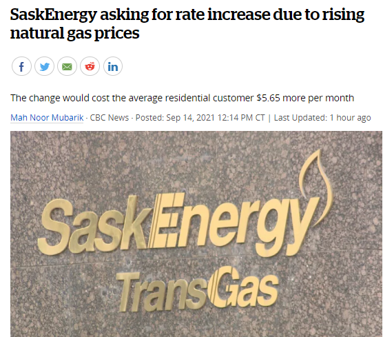 2022 年 2 月 1 日起，里贾纳居民将无法在收银台购买塑料袋！SaskEnergy 已申请提高该省的天然气价格，如批准，将于 2021 年 11 月 1 日生效。