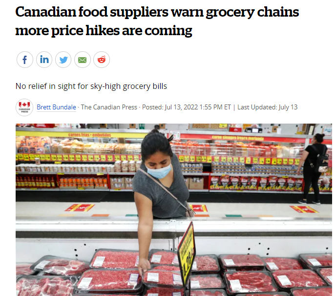 加拿大食品供应商警告食品连锁店，价格还会上涨！