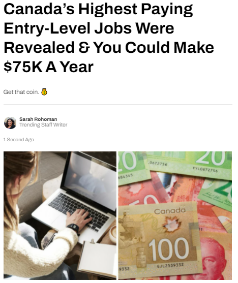 加拿大最高薪的入门级工作出炉，年薪高达7.5万加元！