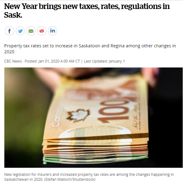 2020新年为萨省带来了新的税收，税率，法规！