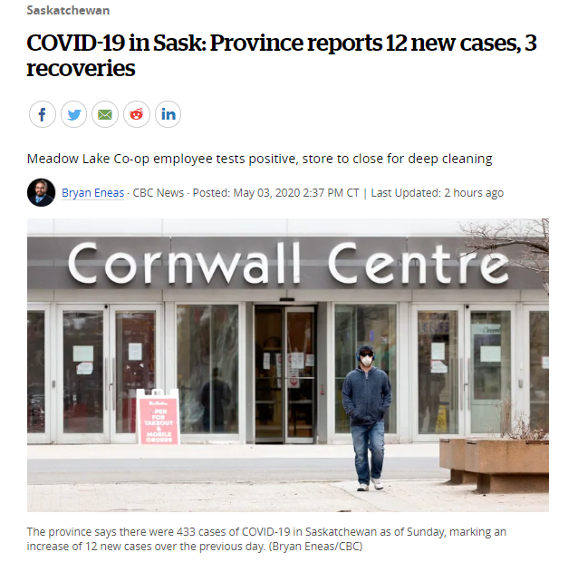 COVID-19：Co-op员工测试呈阳性！今日萨省新增12例，4例在萨斯卡通，4例在北部地区，另4例在远北地区！