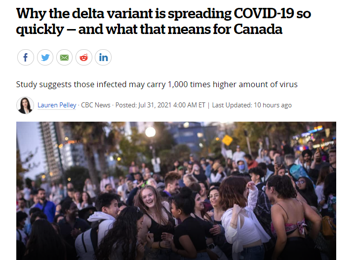 为什么Delta变异病毒传播如此之快!萨省周六报告了 80 例新病例！