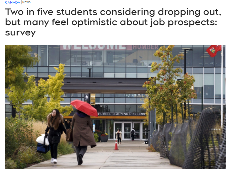 调查:压力太大！40%加拿大学生考虑退学，读这7大专业要小心!但许多人对就业前景感到乐观!