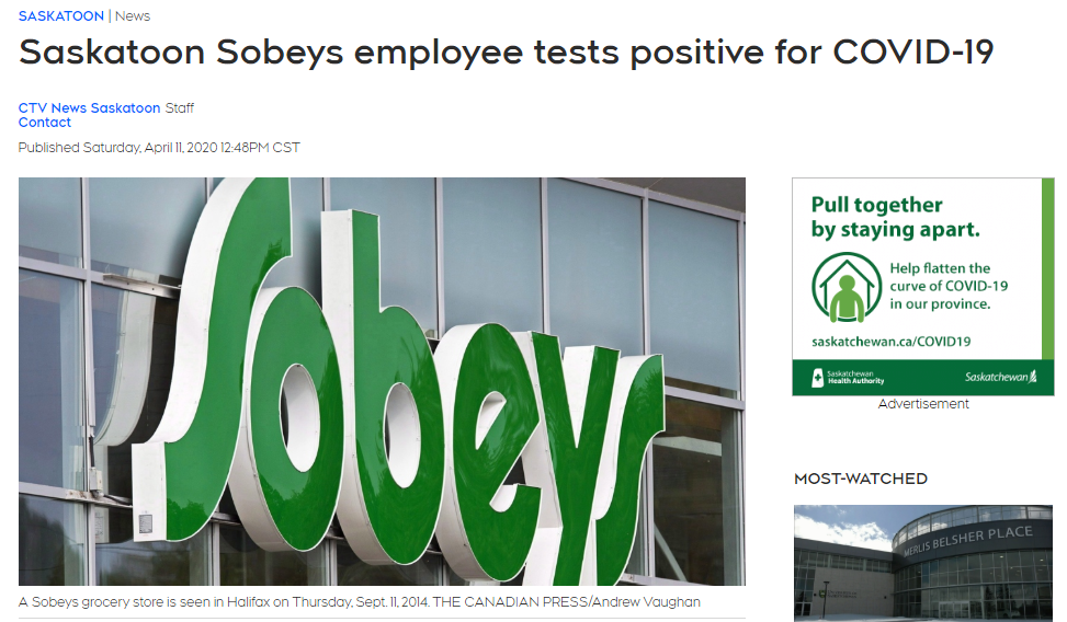 萨斯卡通Sobey Liquor一名员工检测呈阳性，今日萨省新增1例死亡！23318例！安省紧急状态延长！魁省或5月4日前开学！冒领CERB救助金，不罚款！