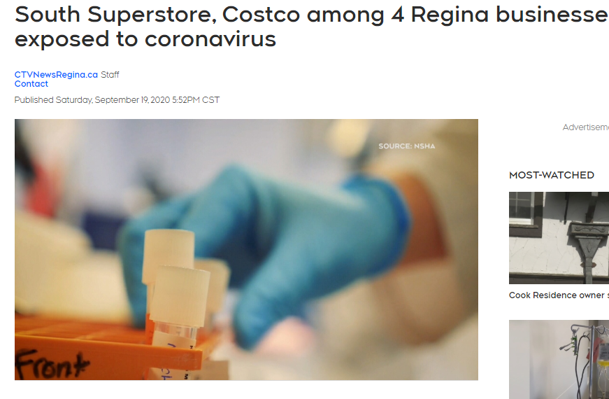 South Superstore, Costco等4家里贾纳的企业暴露冠状病毒，今日萨省新增11例！