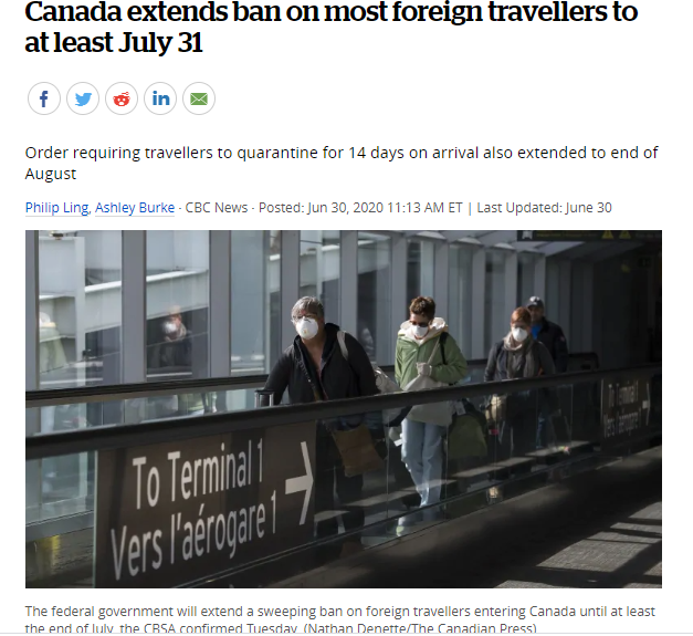 萨省今日新增10例！加拿大旅行限制令延迟至7月31日！强制隔离令延长至8月底！