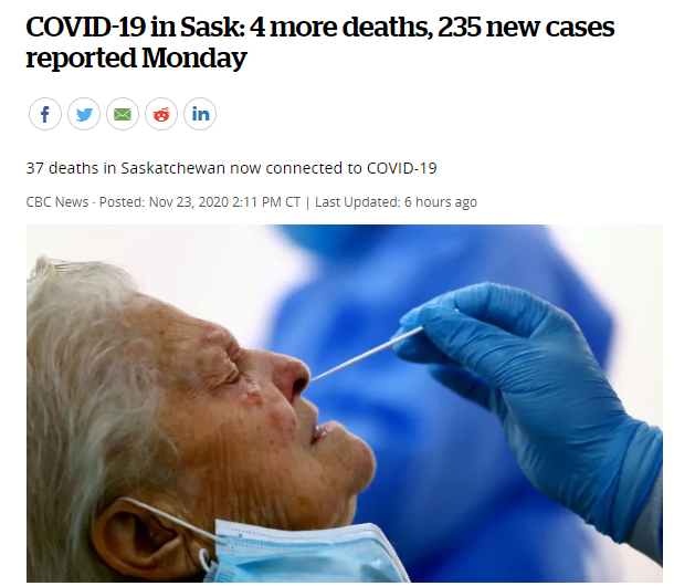 萨省今日新增235例，4例死亡！福特宣布：安省明年1月开打疫苗！又一加拿大订购新冠疫苗90%有效！