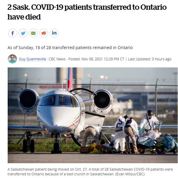 2 名被转移到安大略省的COVID-19萨省患者已经死亡！