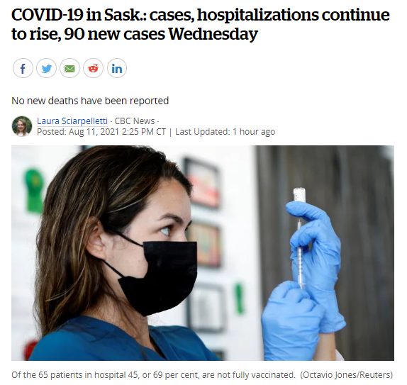 萨省COVID-19病例、住院人数持续上升，周三新增90例！“毫无疑问”加拿大进入第四波疫情！