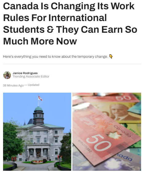 加拿大将暂时取消国际学生校外打工每周20小时限制！