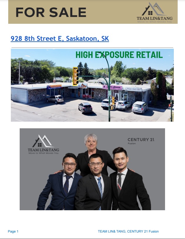 【萨斯卡通商业地产】 位于8街和Clarence Ave交叉口，绝佳位置零售物业出售，挂牌价$2.4M