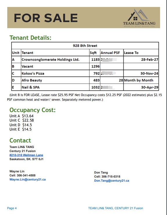 【萨斯卡通商业地产】 位于8街和Clarence Ave交叉口，绝佳位置零售物业出售，挂牌价$2.4M - 4