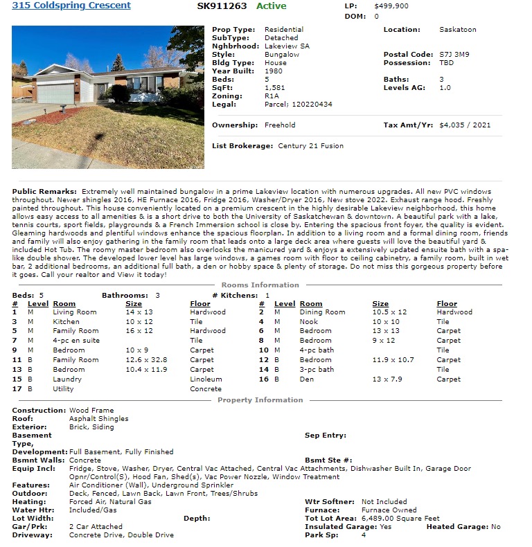 Lakeview社区，1581尺5房3卫大平层独立屋出售。